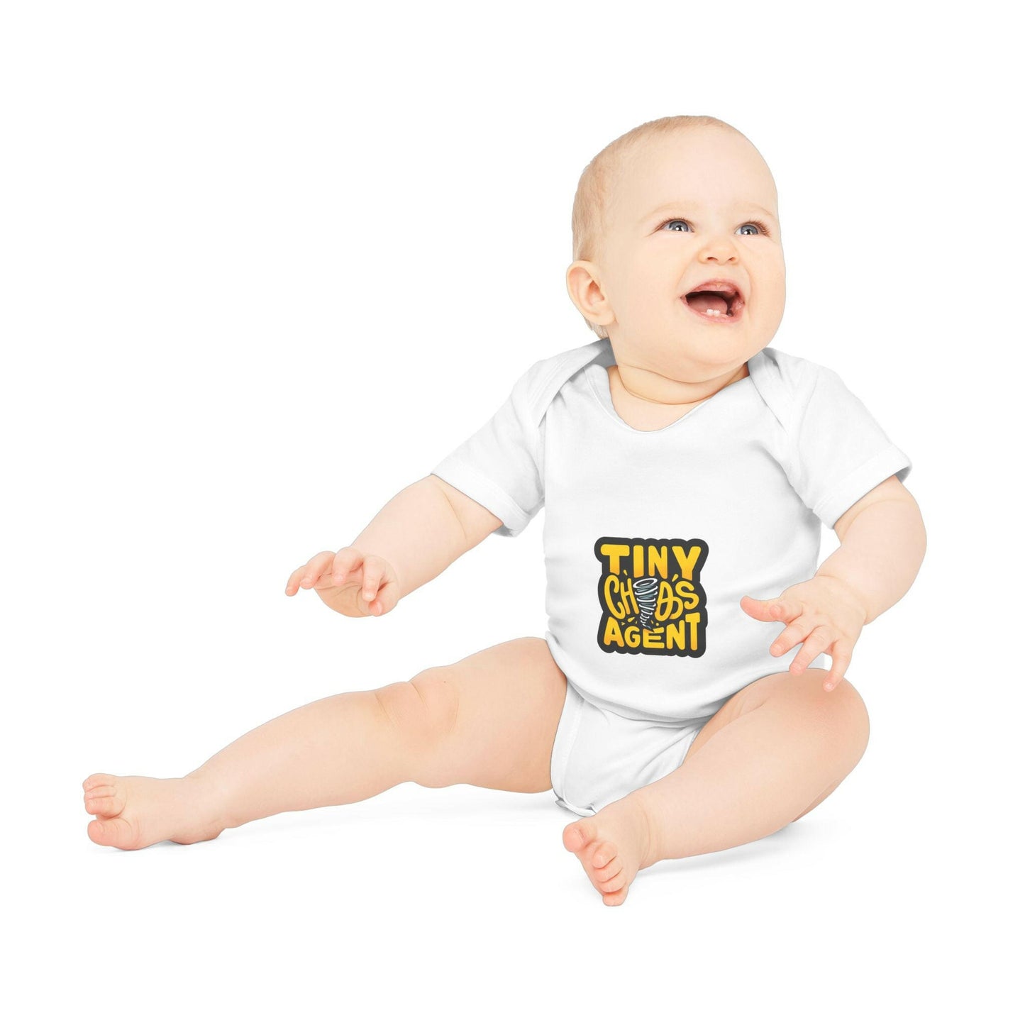 Baby Organic Short Sleeve Bodysuit Tiny Chaos Agent