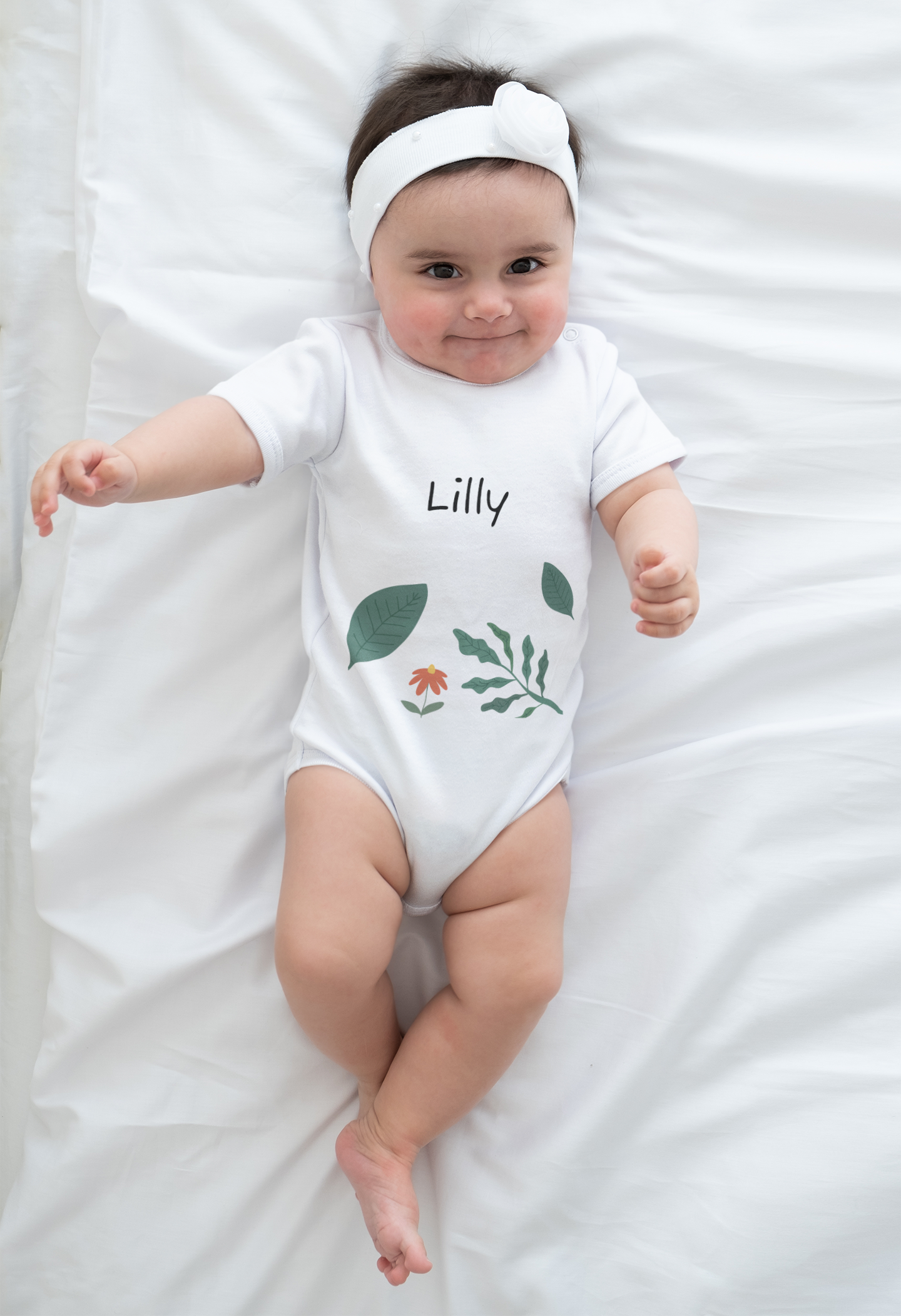 Personalized Floral Baby Bodysuit | LittleEcoNest