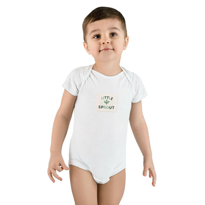 Soft organic baby onesie in neutral color, perfect for sensitive skin and eco-friendly parenting choices.