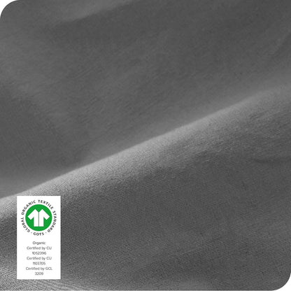 100% Organic Cotton Queen Fitted Sheet - Crisp Percale Weave - 300 Thread Count - Lightweight & Breathable - Deep Pocket Fitted Sheet (Queen, Grey)