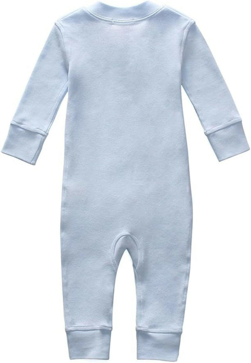Organic Cotton Baby Boy Girl Zip up Sleep 'N Play Pjs, Footless, Long Sleeve