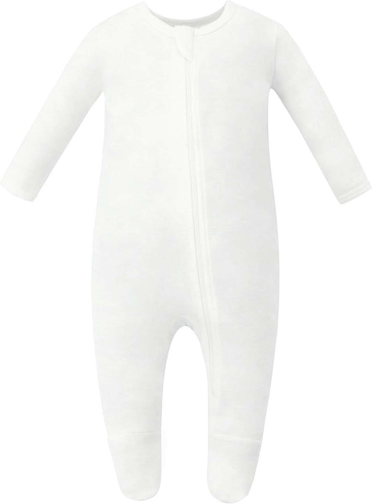 Organic Cotton Baby Pajamas, Boys Girls Zip Front Sleep 'N Play Pjs, Footed Sleeper, Long Sleeve