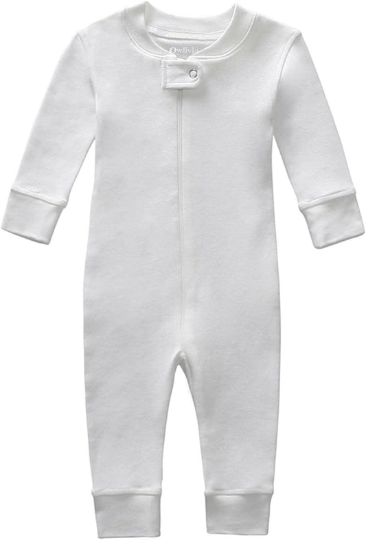 Organic Cotton Baby Boy Girl Zip up Sleep 'N Play Pjs, Footless, Long Sleeve